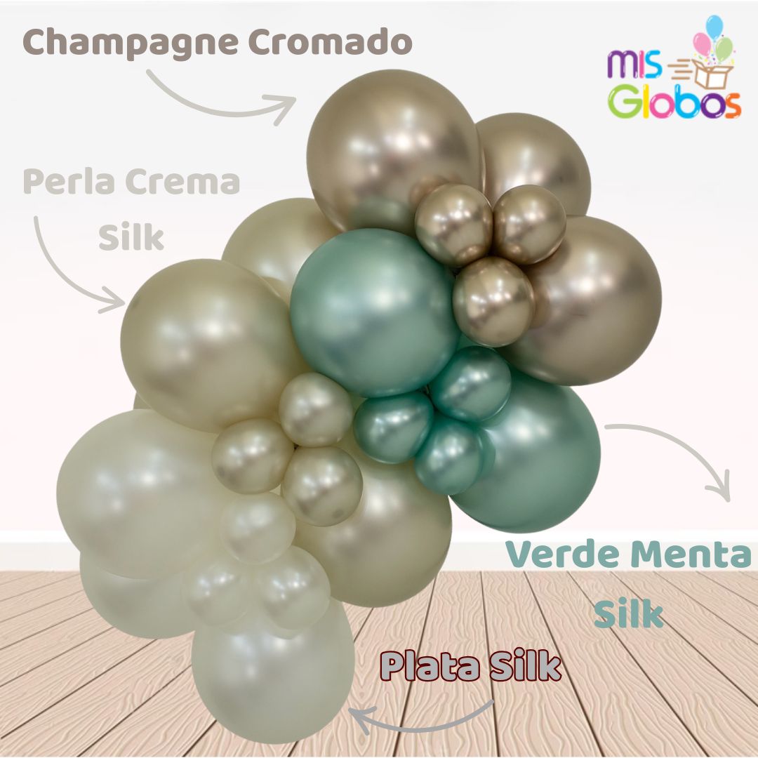 Globo Perla Crema Silk hinchado con Helio por unidades.