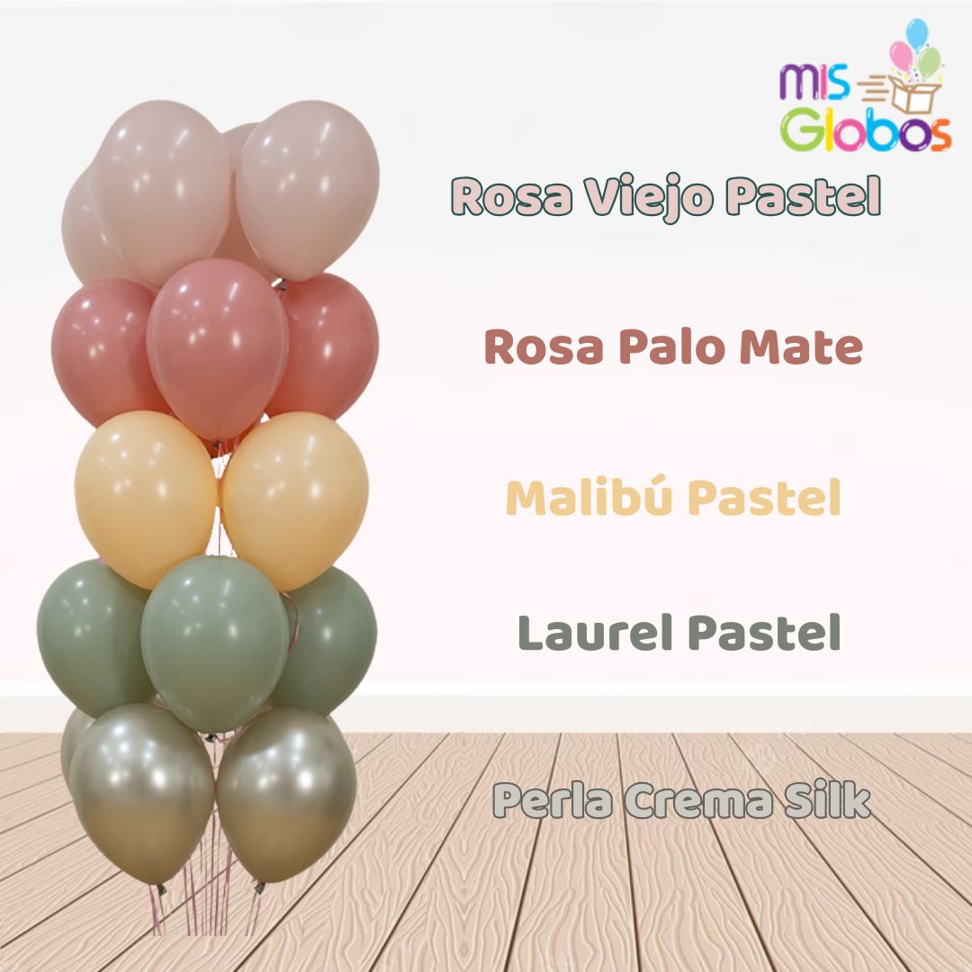 Globo Rosa Viejo Pastel hinchado con Helio por unidades.