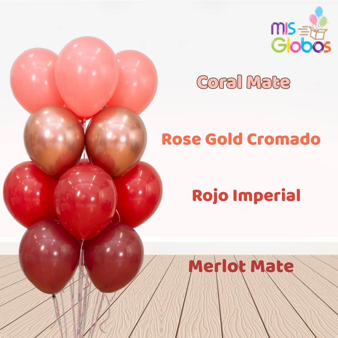 Globo Rose Gold Cromado hinchado con Helio por unidades.