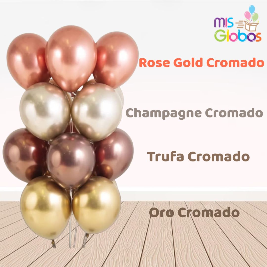 Globo Trufa Cromado hinchado con Helio por unidades.