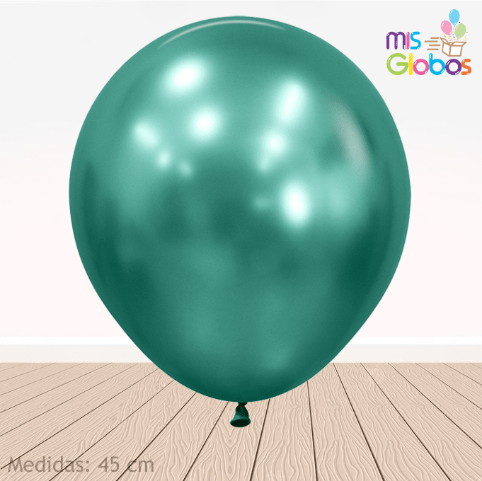 Globo Verde Aurora Cromado hinchado con Helio por unidades. - Mis Globos