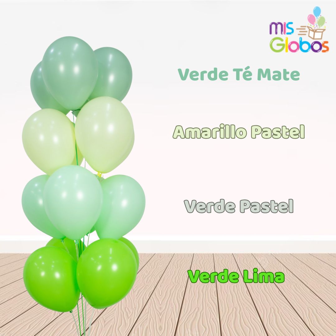 Globo Verde Pastel hinchado con Helio por unidades.