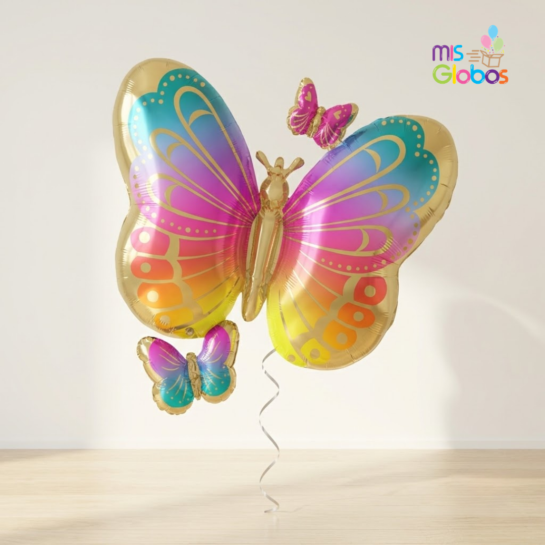 Globo Forma Triple Mariposa