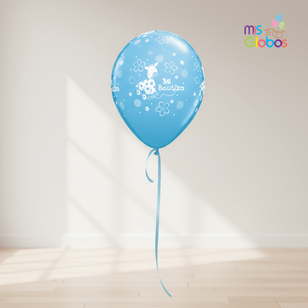 Globo Látex Mi Bautizo azul