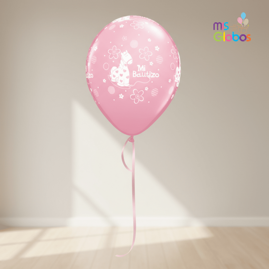 Globo Látex Mi Bautizo rosa