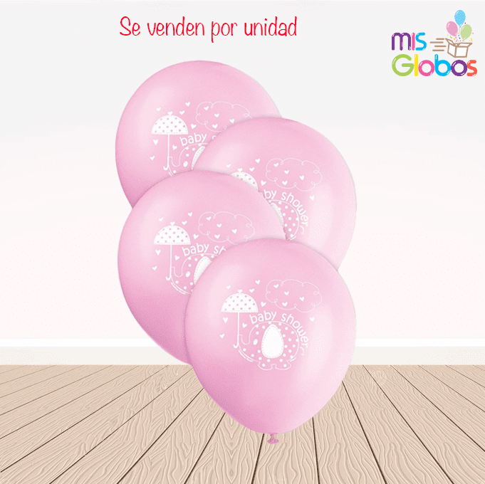 Globos látex Baby Shower Elefante rosa