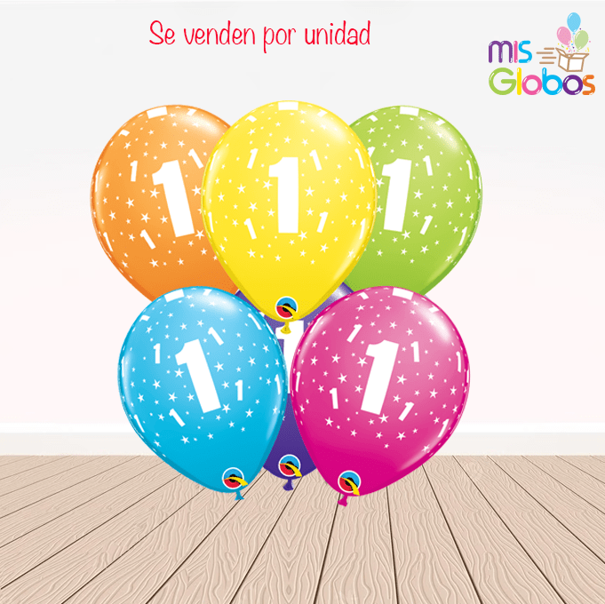 Globos látex con el Nº 1