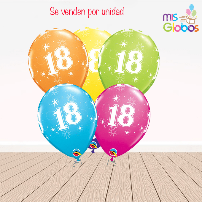 Globos látex con el Nº 18