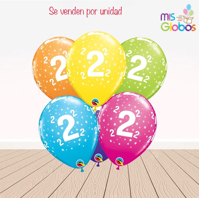 Globos látex con el Nº 2