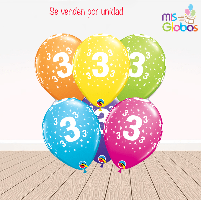 Globos látex con el Nº 3