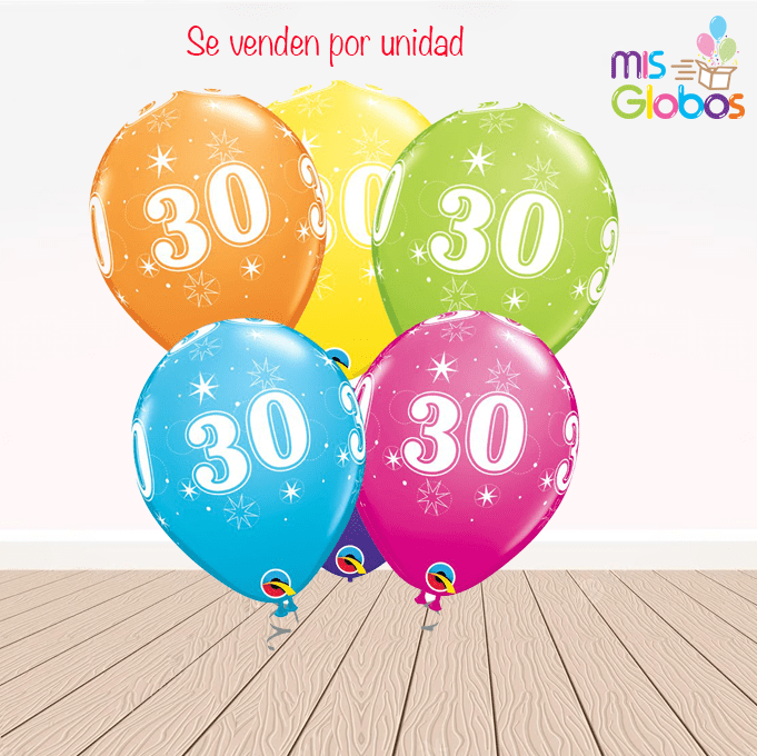 Globos látex con el Nº 30