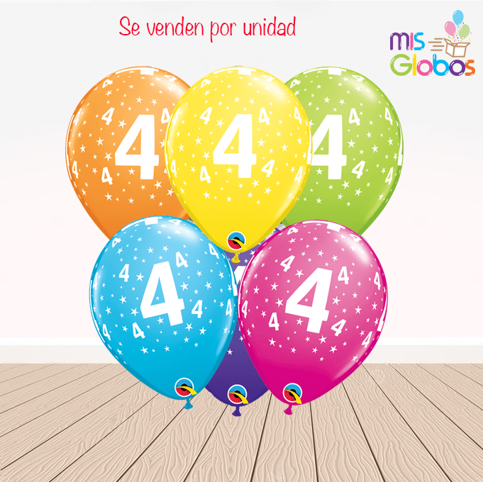 Globos látex con el Nº 4