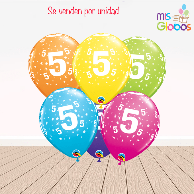 Globos látex con el Nº 5