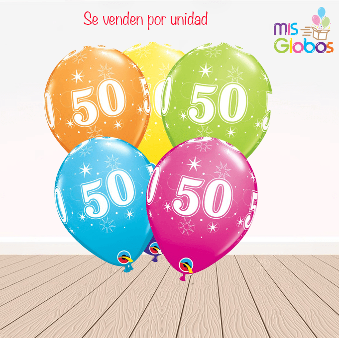 Globos látex con el Nº 50