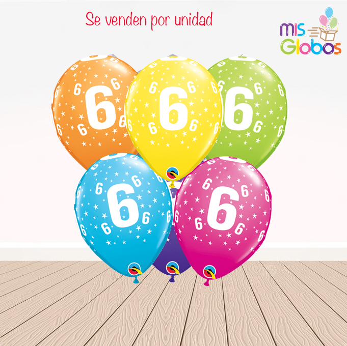 Globos látex con el Nº 6