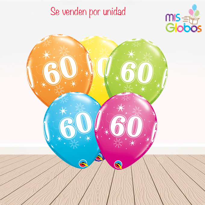 Globos látex con el Nº 60