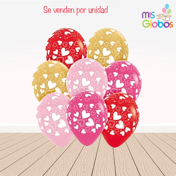 Globos látex corazones