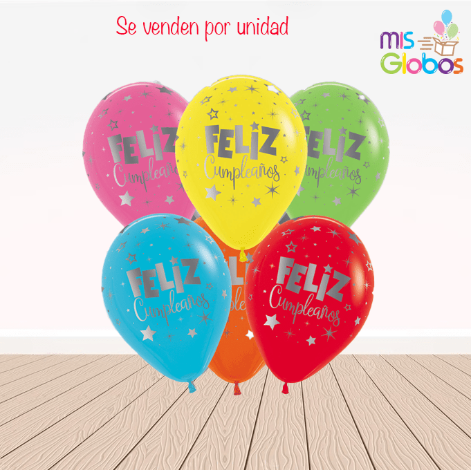 Globos látex Feliz Cumpleaños Chic