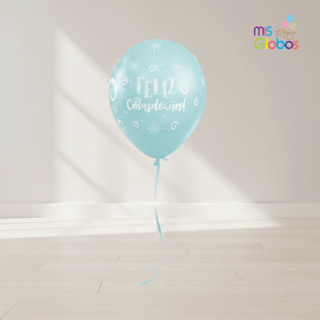 Globos látex Feliz Cumpleaños pastel