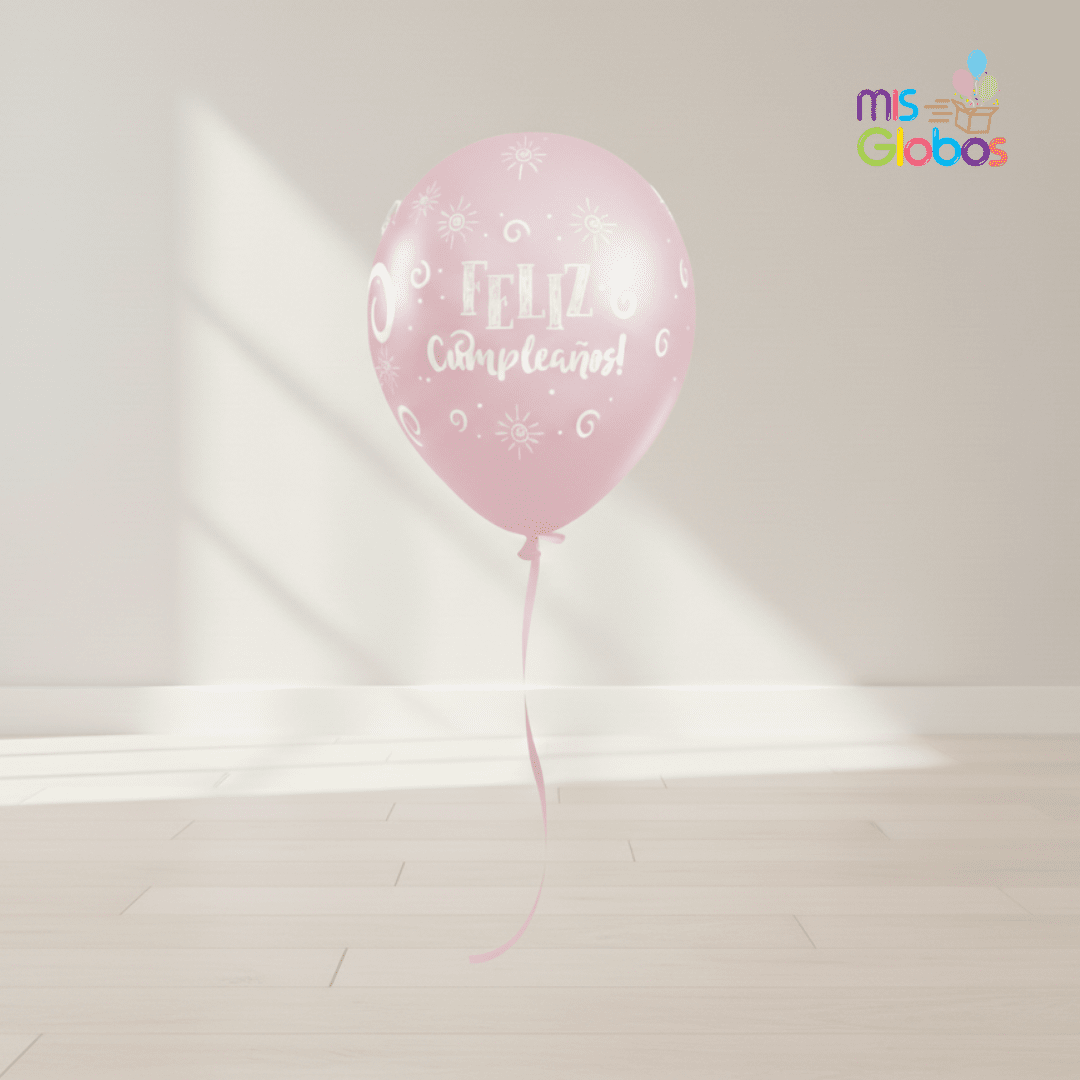 Globos látex Feliz Cumpleaños pastel