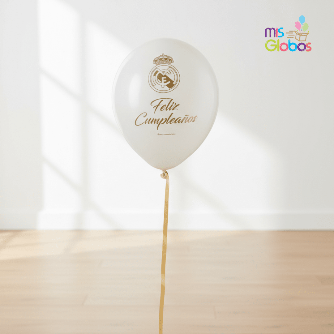 Globos látex Feliz Cumpleaños Real Madrid