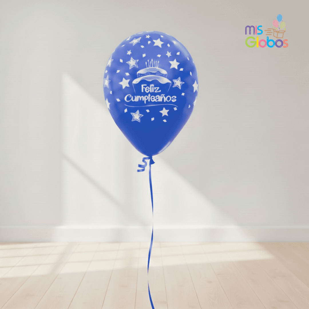 Globos látex Feliz Cumpleaños tartas