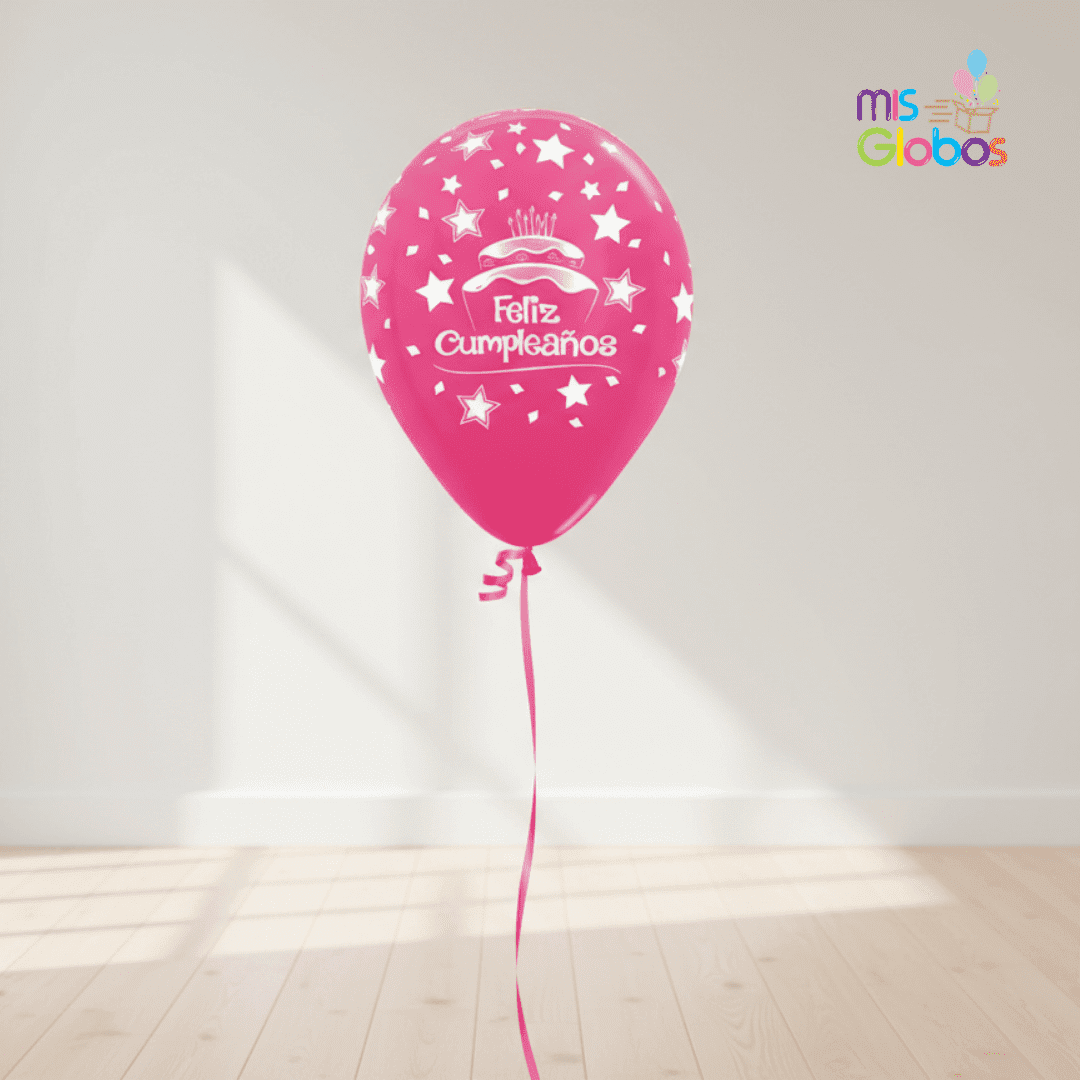 Globos látex Feliz Cumpleaños tartas
