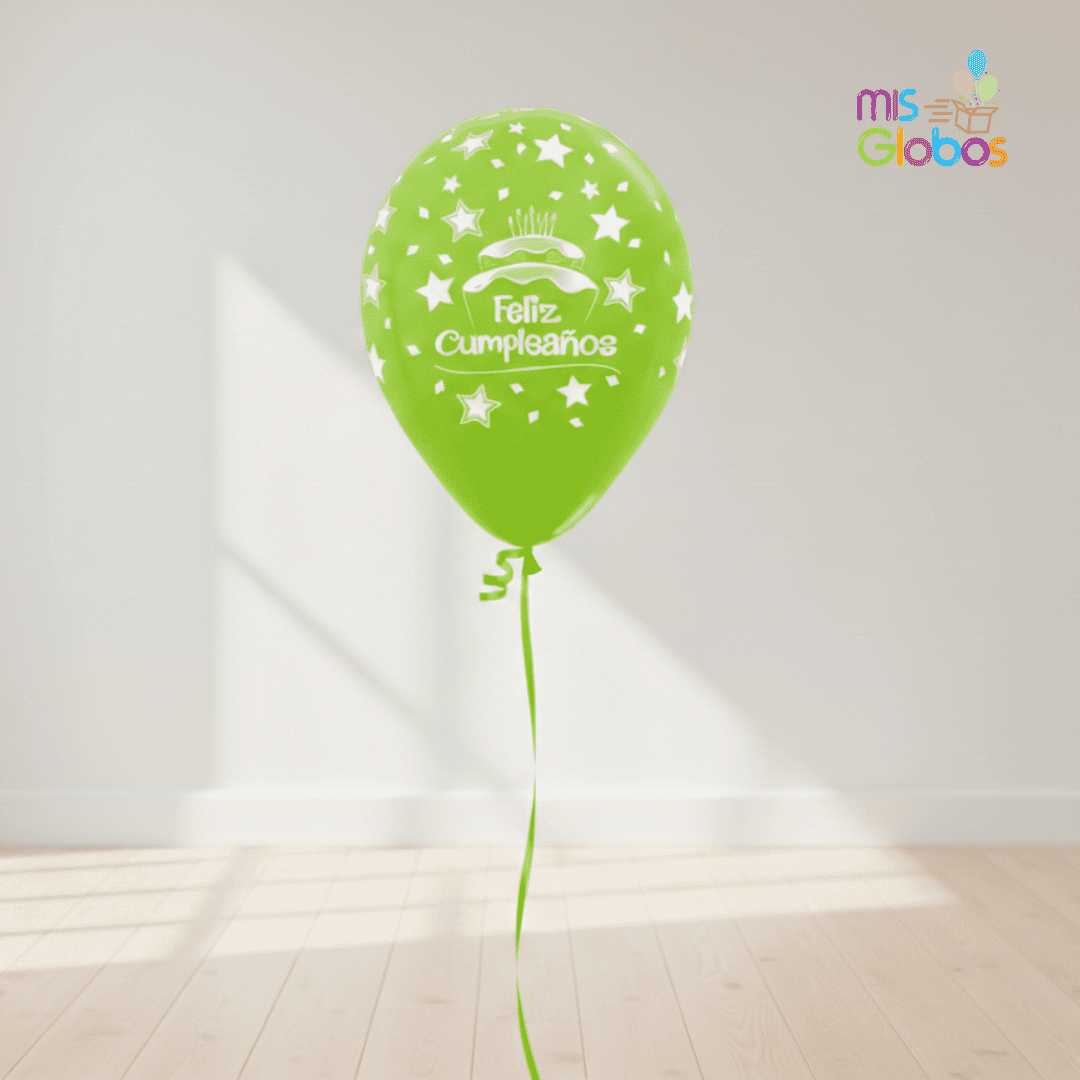 Globos látex Feliz Cumpleaños tartas