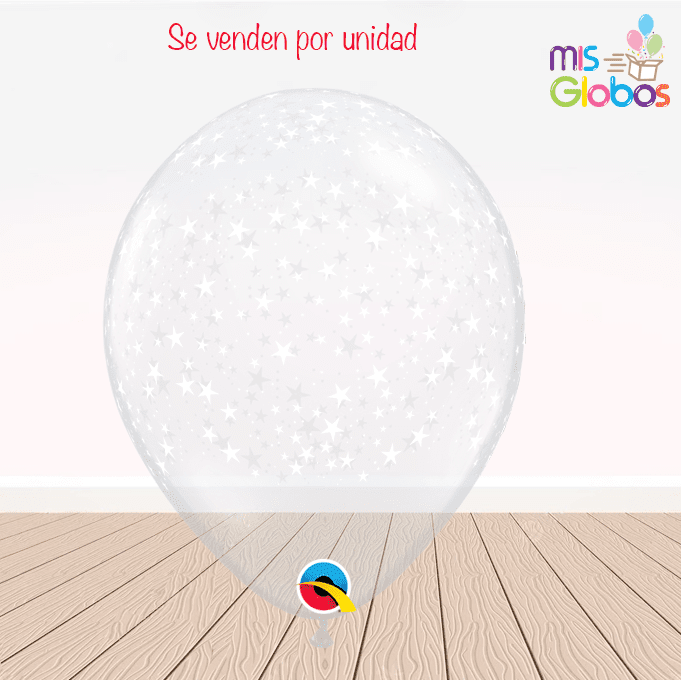 Globos látex Transparentes con estrellas