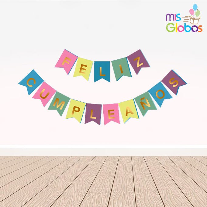 Guirnalda Feliz Cumpleaños Multicolor pastel - Mis Globos