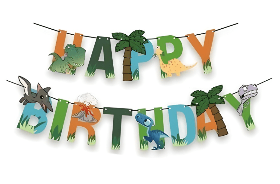 Guirnalda Happy Birthday Dinosaurio - Mis Globos