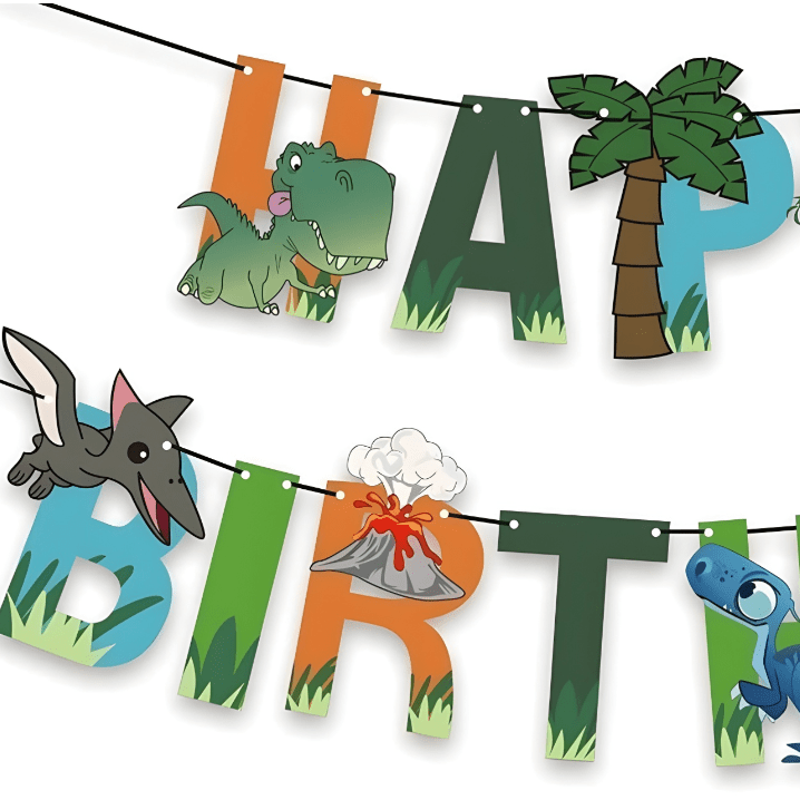 Guirnalda Happy Birthday Dinosaurio - Mis Globos