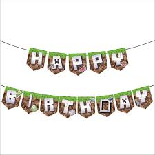 Guirnalda Happy Birthday Minecraft - Mis Globos