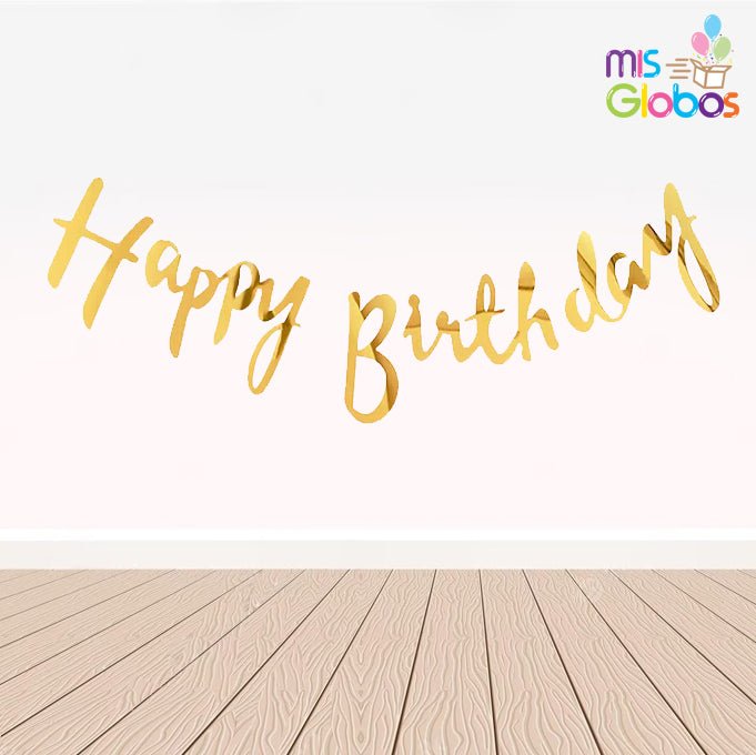 Guirnalda Happy Birthday Oro - Mis Globos