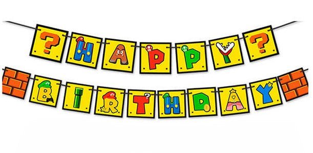 Guirnalda Happy Birthday Super Mario - Mis Globos