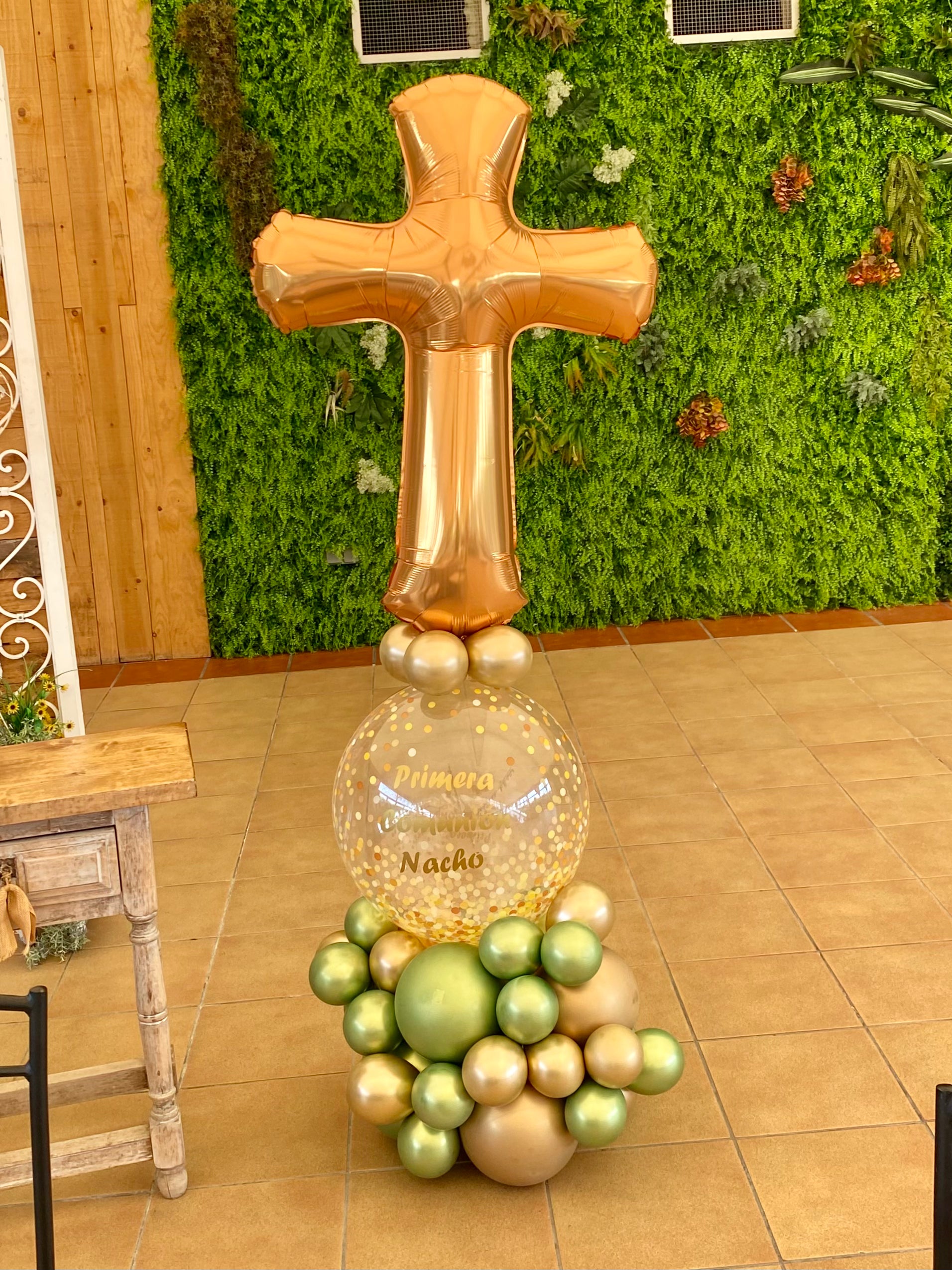 Arrebol Comunión Cruz Tonos azules - Mis Globos