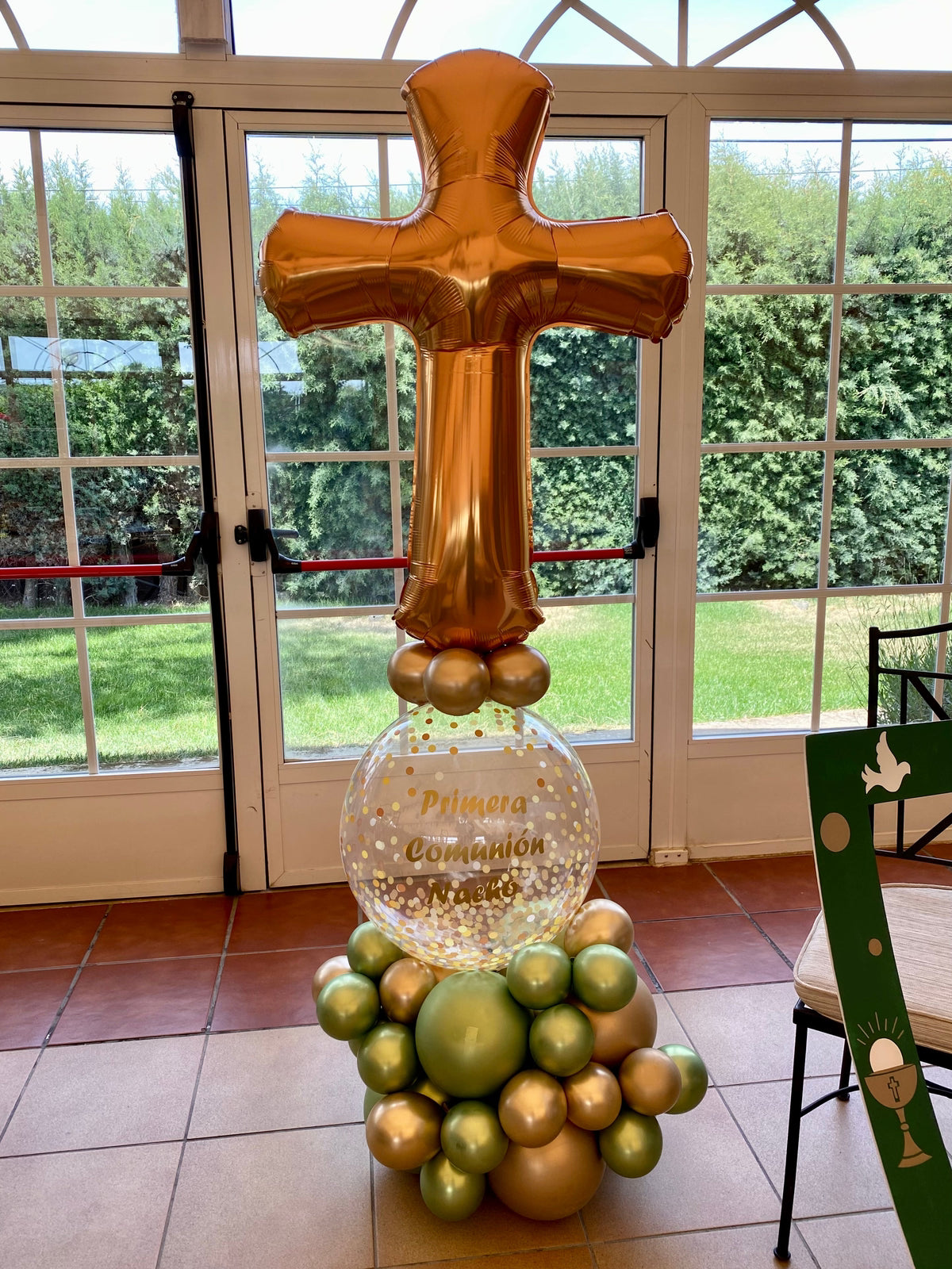 Arrebol Comunión Cruz Tonos rosas - Mis Globos