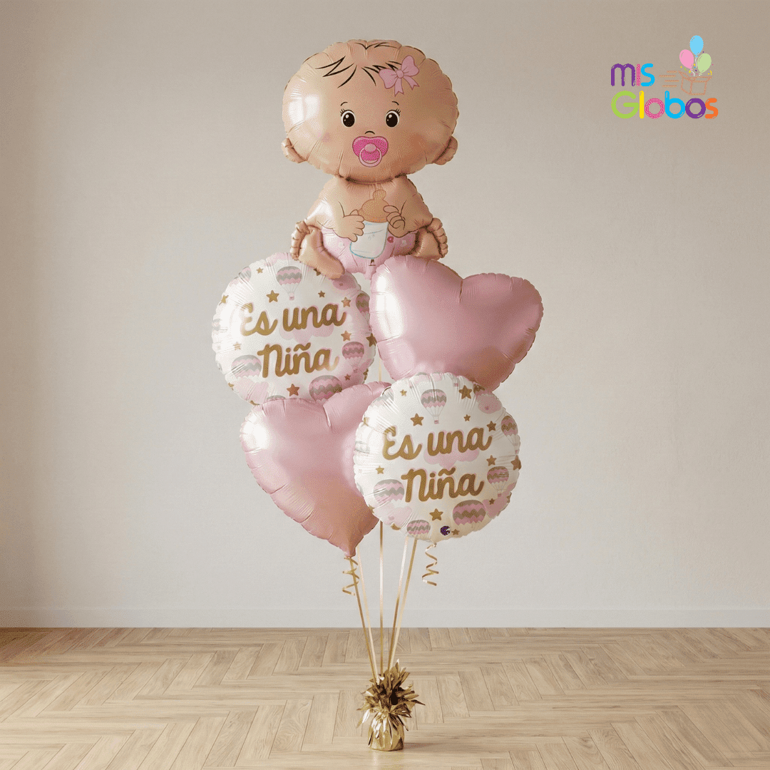 Kit de 5 globos Nacimiento Niña - Mis Globos