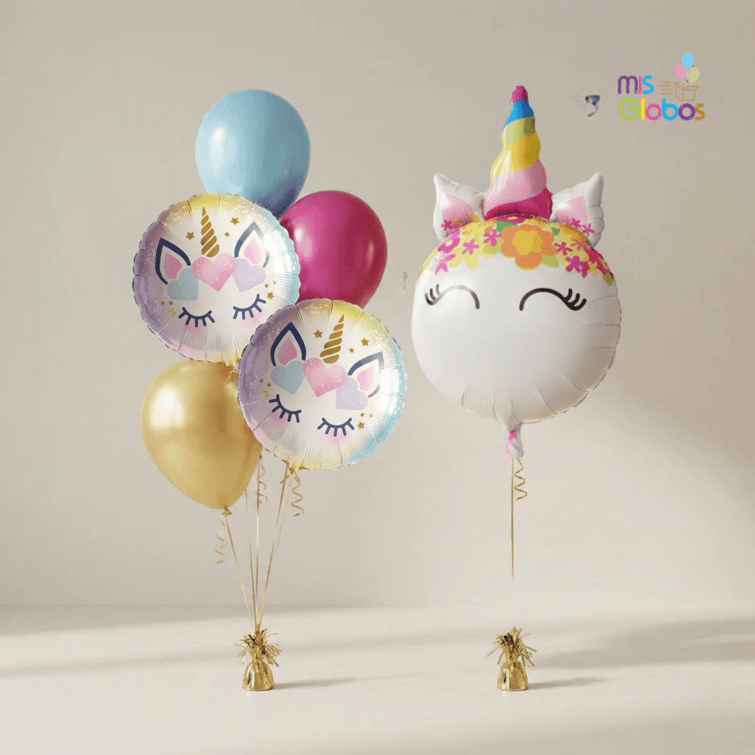 Pack Cumpleaños Animado Carita Unicornio - Mis Globos