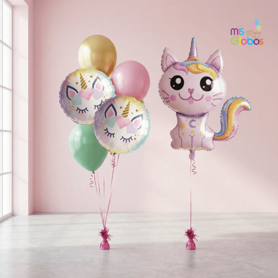 Pack Cumpleaños Animado Caticornio - Mis Globos