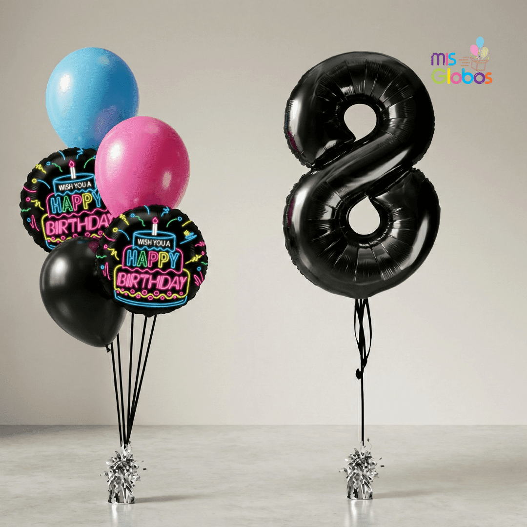 Pack cumpleaños Animado Negro - Mis Globos