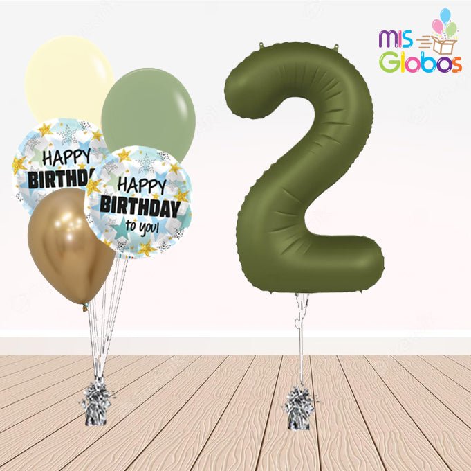 Pack cumpleaños Animado Verde Oliva