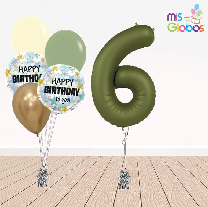 Pack cumpleaños Animado Verde Oliva