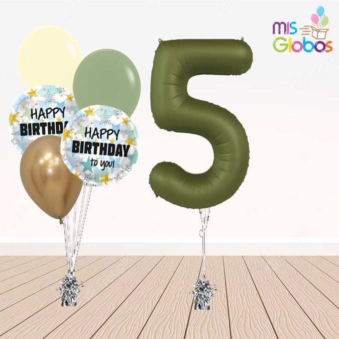 Pack cumpleaños Animado Verde Oliva