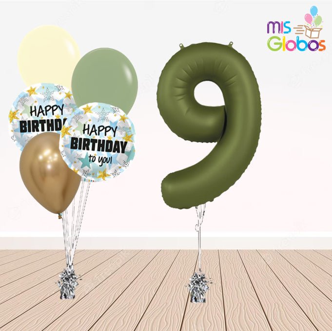 Pack cumpleaños Animado Verde Oliva