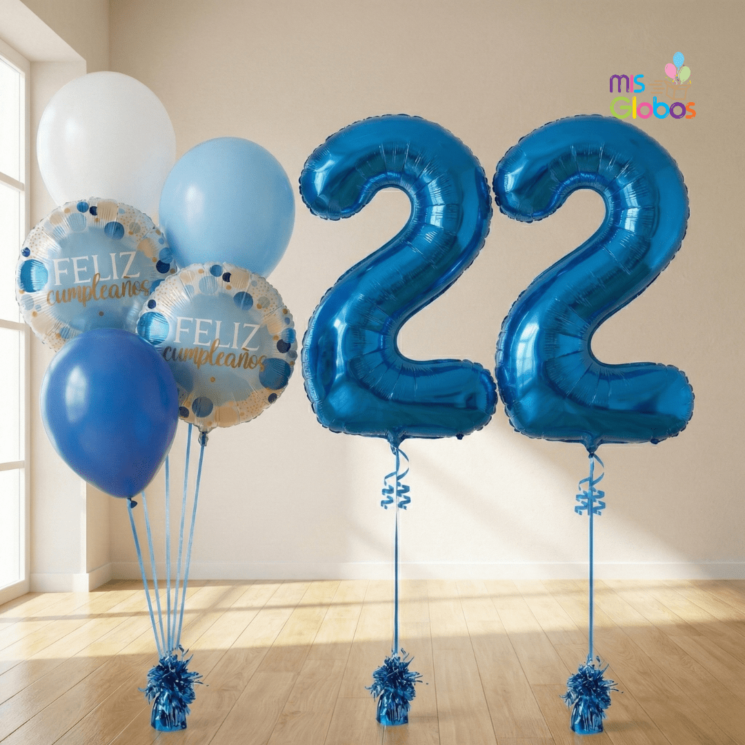 Pack Doble cumpleaños Animado Azul - Mis Globos