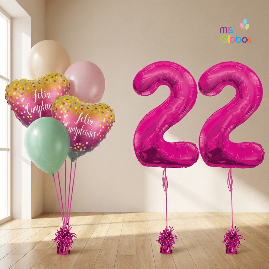 Pack Doble Cumpleaños Animado Fucsia - Mis Globos