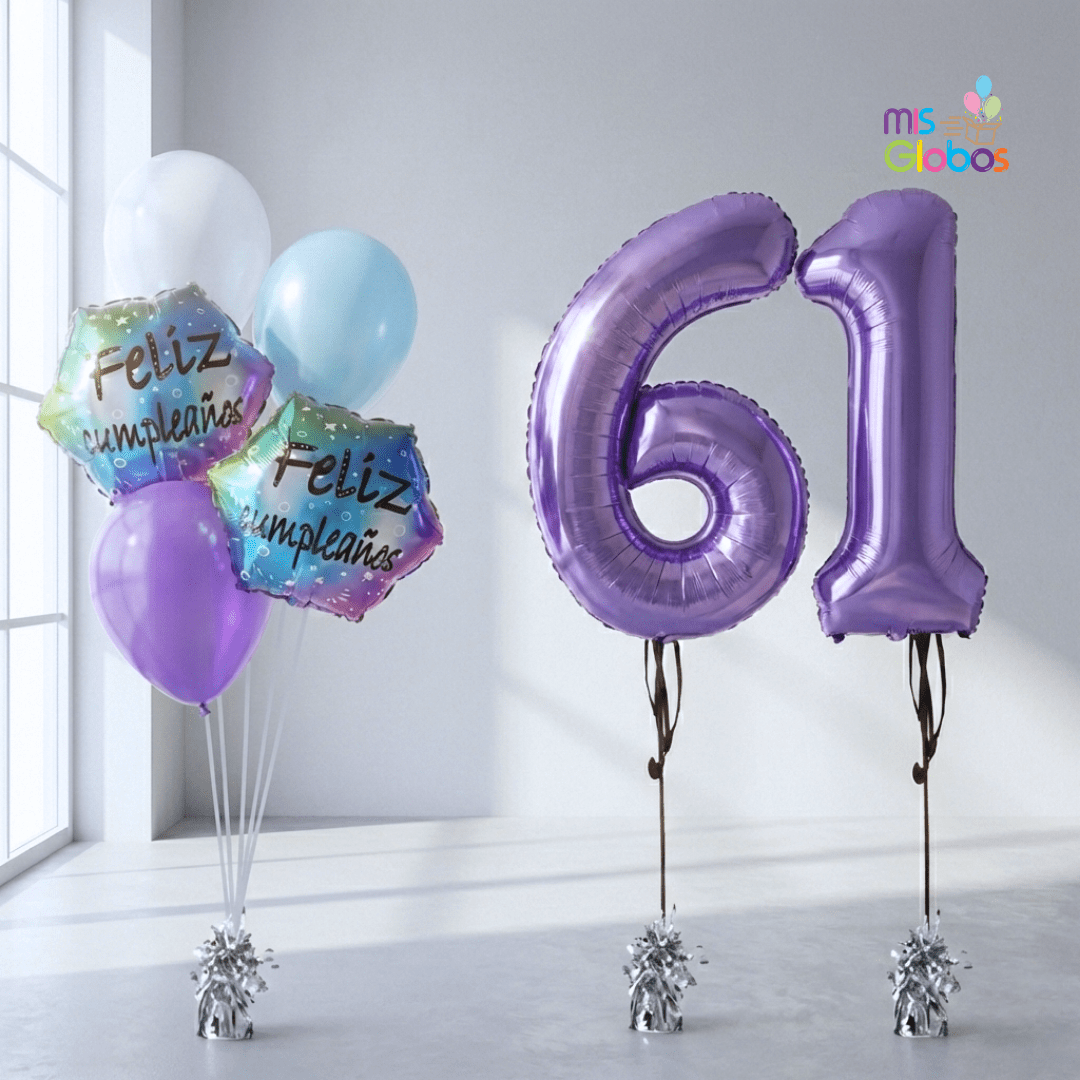 Pack Doble cumpleaños Animado Lila - Mis Globos