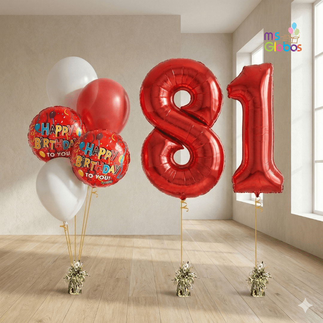Pack Doble Cumpleaños Animado Rojo - Mis Globos