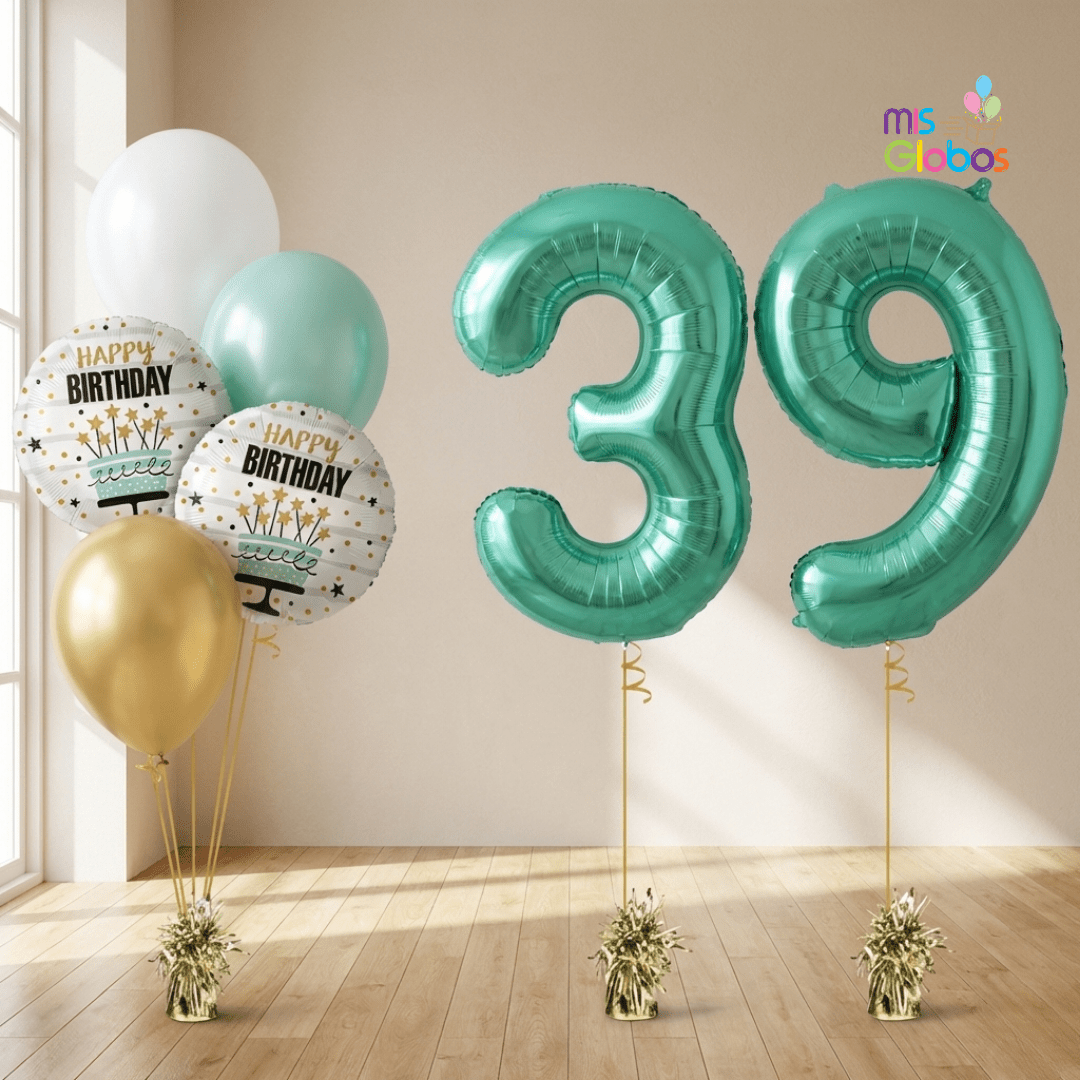 Pack Doble Cumpleaños Animado verde - Mis Globos